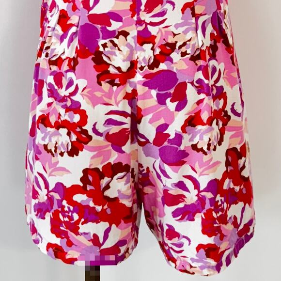 Steve Madden Short Sleeve Floral Romper Coverup Pink/Red S - Picture 7 of 9